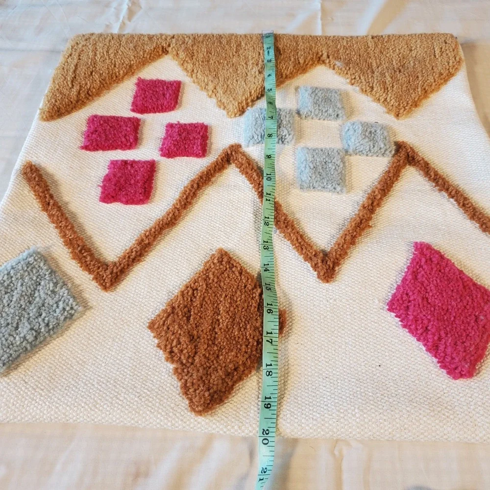 IKEA 20x20 Brunstarr Colorful Tufted Wool Pillow Cover Cushion‎ Cover geometric